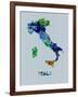 Italy Color Splatter Map-NaxArt-Framed Art Print