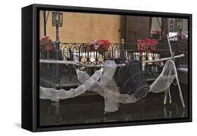 Italy, Comacchio, Po Delta Regional Park, Nets for Eel Fishing Hanging Outside Terrace-null-Framed Stretched Canvas