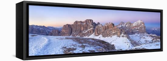 Italy, Cortina D'Ampezzo, Winter Sunset on Tofana Di Rozes-Anne Maenurm-Framed Stretched Canvas