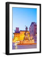 Italy, Emilia Romagana, Bologna. Piazza Maggiore with the Neptune Statue and Fountain.-Ken Scicluna-Framed Photographic Print