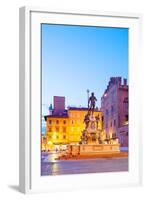 Italy, Emilia Romagana, Bologna. Piazza Maggiore with the Neptune Statue and Fountain.-Ken Scicluna-Framed Photographic Print