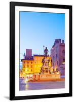 Italy, Emilia Romagana, Bologna. Piazza Maggiore with the Neptune Statue and Fountain.-Ken Scicluna-Framed Photographic Print