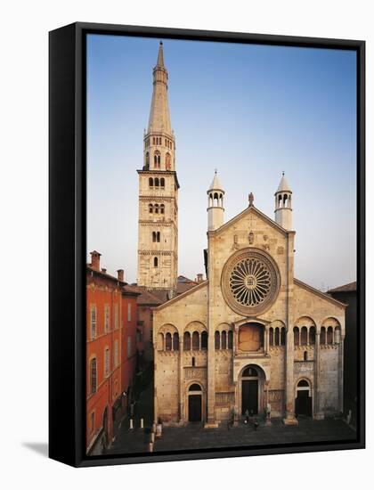 Italy, Emilia Romagna Region, Modena, Facade of Cathedral and Ghirlandina Tower-null-Framed Stretched Canvas