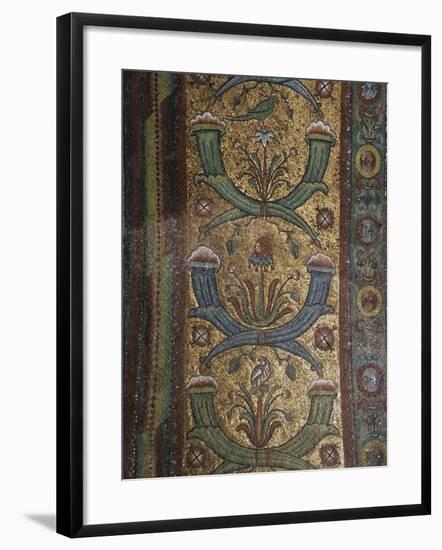 Italy, Emilia Romagna Region, Mosaic of Decorations with Twisted Cornucopias, Flowers and Birds-null-Framed Giclee Print