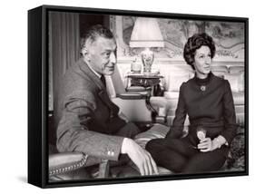 Italy Fiat President Giovanni Agnelli with His Wife at Home Near Turin-David Lees-Framed Stretched Canvas