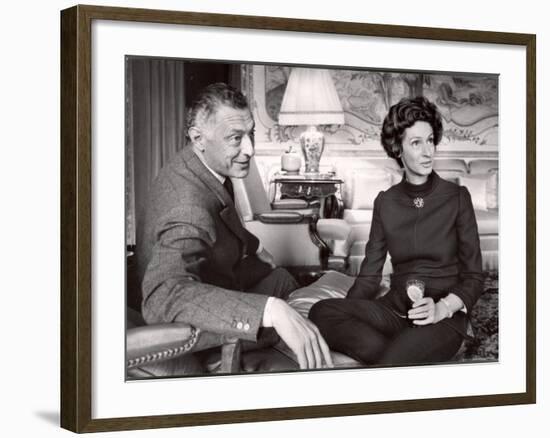 Italy Fiat President Giovanni Agnelli with His Wife at Home Near Turin-David Lees-Framed Premium Photographic Print