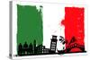 Italy Flag And Silhouettes-bioraven-Stretched Canvas