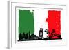 Italy Flag And Silhouettes-bioraven-Framed Art Print