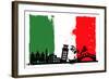 Italy Flag And Silhouettes-bioraven-Framed Art Print