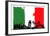 Italy Flag And Silhouettes-bioraven-Framed Art Print