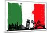 Italy Flag And Silhouettes-bioraven-Mounted Art Print