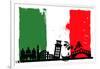 Italy Flag And Silhouettes-bioraven-Framed Art Print