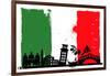 Italy Flag And Silhouettes-bioraven-Framed Art Print