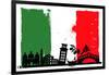 Italy Flag And Silhouettes-bioraven-Framed Art Print