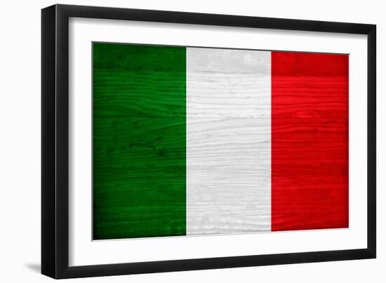 Italy Flag Design with Wood Patterning - Flags of the World Series-Philippe Hugonnard-Framed Art Print