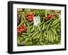 Italy, Florence. A variety of vegetables for sale in a shop in the Central Market, Mercato Centrale-Julie Eggers-Framed Photographic Print