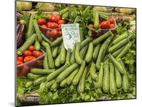 Italy, Florence. A variety of vegetables for sale in a shop in the Central Market, Mercato Centrale-Julie Eggers-Mounted Photographic Print