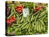 Italy, Florence. A variety of vegetables for sale in a shop in the Central Market, Mercato Centrale-Julie Eggers-Stretched Canvas