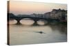 Italy, Florence, Arno River and Rowers, Elevated View, 2022 (Photo)-Sisse Brimberg-Stretched Canvas