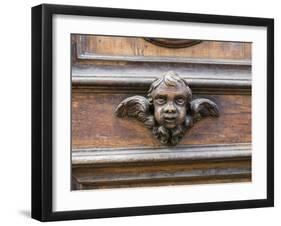 Italy, Florence. Carved ornament on a door in Florence.-Julie Eggers-Framed Photographic Print