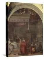 Italy, Florence, Cloister of Votes, Basilica of Most Holy Annunciation, Birth of Virgin, 1514-Andrea del Sarto-Stretched Canvas