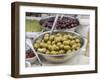 Italy, Florence. Dishes of olives in the Central Market, Mercato Centrale in Florence.-Julie Eggers-Framed Photographic Print