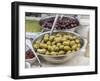 Italy, Florence. Dishes of olives in the Central Market, Mercato Centrale in Florence.-Julie Eggers-Framed Photographic Print