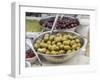 Italy, Florence. Dishes of olives in the Central Market, Mercato Centrale in Florence.-Julie Eggers-Framed Photographic Print