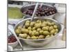 Italy, Florence. Dishes of olives in the Central Market, Mercato Centrale in Florence.-Julie Eggers-Mounted Photographic Print