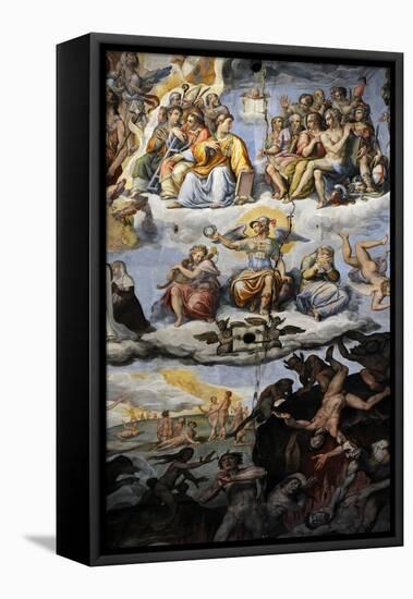 Italy. Florence. Dome of Brunelleschi. Last Judgement, by Giorgio Vasari and Zuccari-Giorgio Vasari-Framed Stretched Canvas