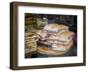 Italy, Florence. Ready made sandwiches for sale in the Central Market, Mercato Centrale in Florence-Julie Eggers-Framed Photographic Print