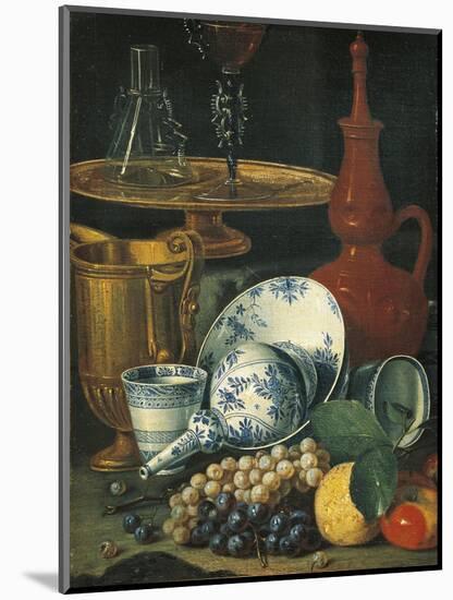 Italy Florence, Still Life with Crockery, Glassware and Fruit-null-Mounted Giclee Print