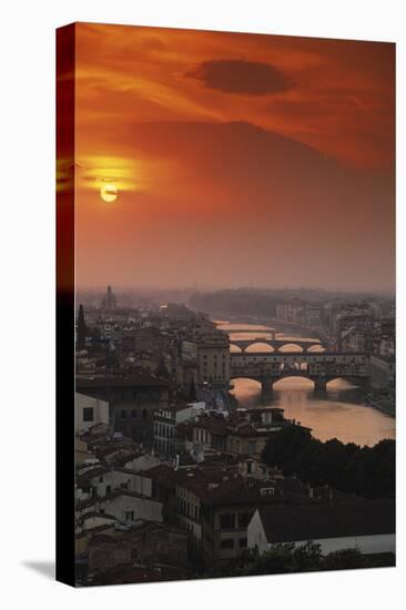 Italy, Florence, Tuscany. Central Florence at Sunset-Walter Bibikow-Stretched Canvas