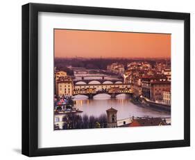 Italy, Florence, Tuscany, Western Europe, 'Ponte Vecchio' and Other Bridges on the Arno River and S-Ken Scicluna-Framed Photographic Print