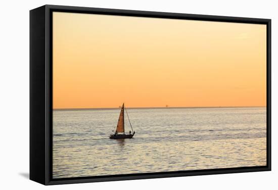 Italy, Friuli Venezia Giulia, Trieste, Boat at Sunset-Andrea Pavan-Framed Stretched Canvas