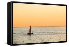 Italy, Friuli Venezia Giulia, Trieste, Boat at Sunset-Andrea Pavan-Framed Stretched Canvas