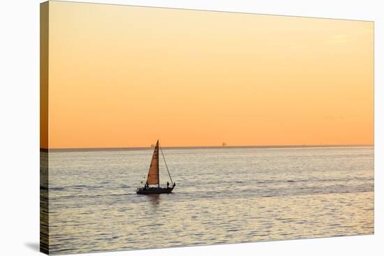 Italy, Friuli Venezia Giulia, Trieste, Boat at Sunset-Andrea Pavan-Stretched Canvas