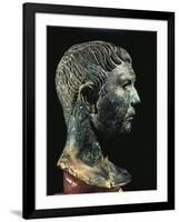 Italy, Friuli-Venezia Giulia, Zuglio, Male Head, Bronze-null-Framed Giclee Print