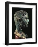 Italy, Friuli-Venezia Giulia, Zuglio, Male Head, Bronze-null-Framed Giclee Print