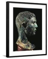 Italy, Friuli-Venezia Giulia, Zuglio, Male Head, Bronze-null-Framed Giclee Print