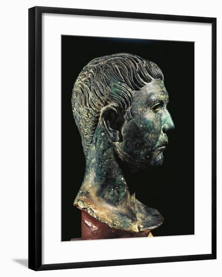 Italy, Friuli-Venezia Giulia, Zuglio, Male Head, Bronze-null-Framed Giclee Print