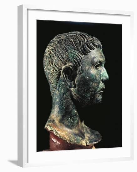 Italy, Friuli-Venezia Giulia, Zuglio, Male Head, Bronze-null-Framed Giclee Print