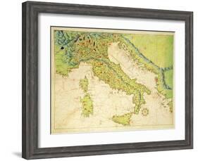 Italy, from an Atlas of the World in 33 Maps, Venice, 1st September 1553-Battista Agnese-Framed Giclee Print