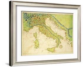 Italy, from an Atlas of the World in 33 Maps, Venice, 1st September 1553-Battista Agnese-Framed Giclee Print