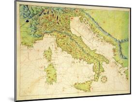 Italy, from an Atlas of the World in 33 Maps, Venice, 1st September 1553-Battista Agnese-Mounted Giclee Print