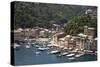 Italy, Genoa province, Portofino. Fishing village on the Ligurian Sea, overlooking harbor-Alan Klehr-Stretched Canvas