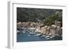 Italy, Genoa province, Portofino. Fishing village on the Ligurian Sea, overlooking harbor-Alan Klehr-Framed Photographic Print