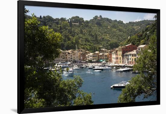 Italy, Genoa province, Portofino. Fishing village on the Ligurian Sea, overlooking harbor-Alan Klehr-Framed Photographic Print