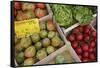 Italy, Genoa Province, Rapallo. Fresh produce in outdoor market-Alan Klehr-Framed Stretched Canvas