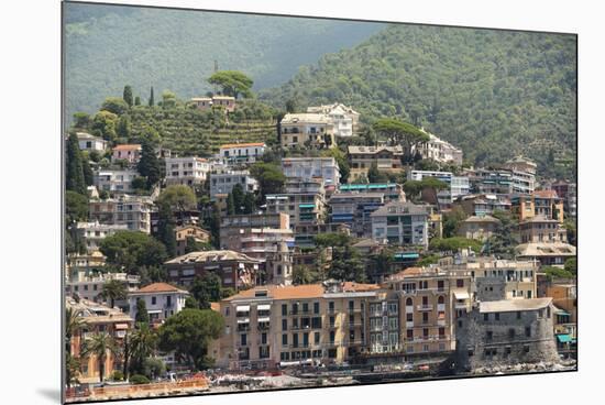 Italy, Genoa Province, Rapallo. Hillside with houses overlooking harbor-Alan Klehr-Mounted Photographic Print